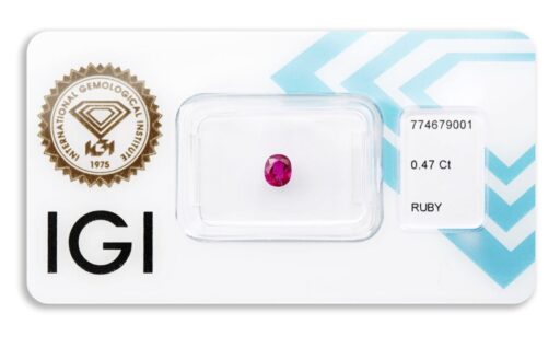 rubín 0.47ct deep purplish pink - red s IGI certifikátem