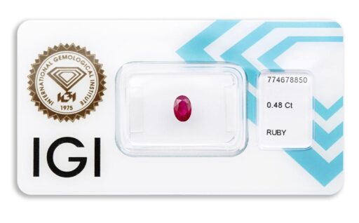 rubín 0.48ct deep pinkish red s IGI certifikátem