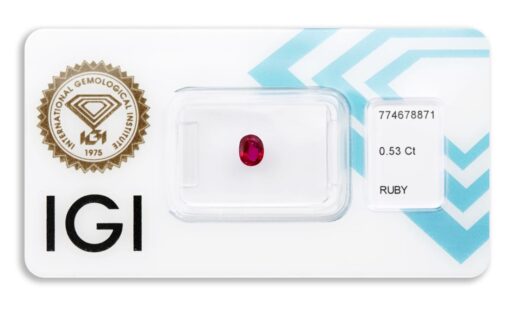 rubín 0.53ct deep purplish pink - red (tepelně neupraven) s IGI certifikátem