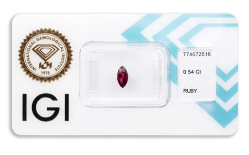 rubín 0.54ct deep pinkish red s IGI certifikátem