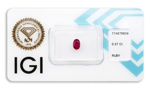 rubín 0.57ct deep pinkish red s IGI certifikátem