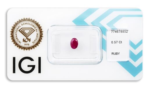 rubín 0.57ct deep pinkish red s IGI certifikátem