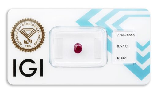 rubín 0.57ct pinkish red s IGI certifikátem
