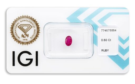 rubín 0.60ct deep purplish pink - red s IGI certifikátem