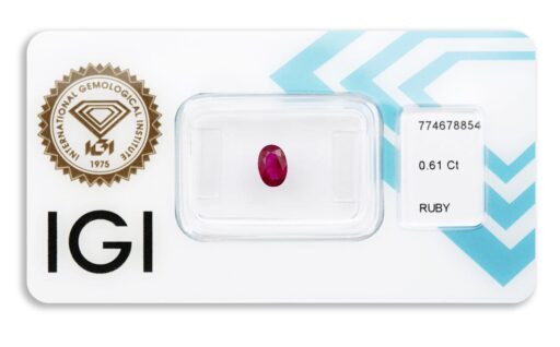 rubín 0.61ct deep pinkish red s IGI certifikátem