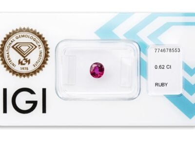 rubín 0.62ct purplish pink - red s IGI certifikátem