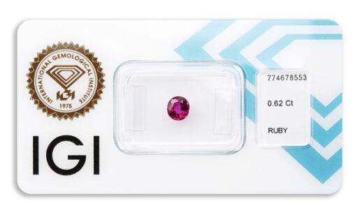 rubín 0.62ct purplish pink - red s IGI certifikátem