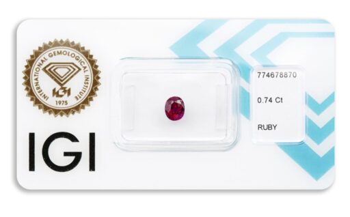 rubín 0.74ct deep pink - red s IGI certifikátem