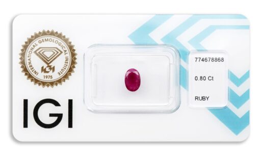 rubín 0.80ct deep purplish pink - red s IGI certifikátem