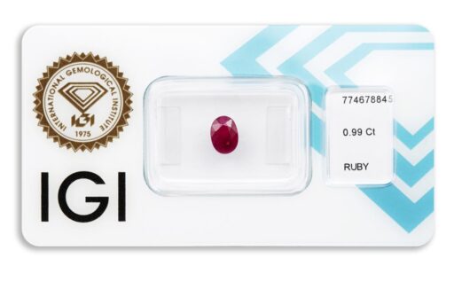 rubín 0.99ct deep pinkish red s IGI certifikátem