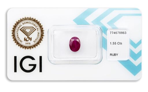 rubín 1.55ct deep purplish pink - red s IGI certifikátem