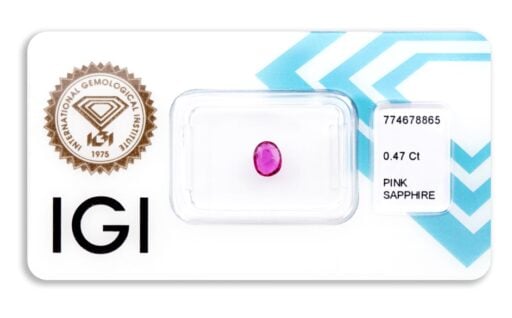 safír 0.47ct deep purplish pink s IGI certifikátem