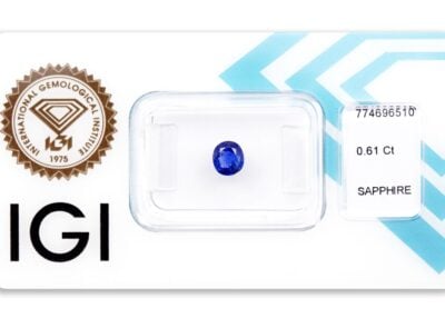 safír 0.61ct deep blue (tepelně neupraven) s IGI certifikátem