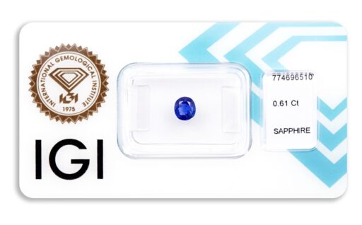 safír 0.61ct deep blue (tepelně neupraven) s IGI certifikátem