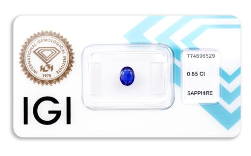 safír 0.65ct deep violetish blue s IGI certifikátem