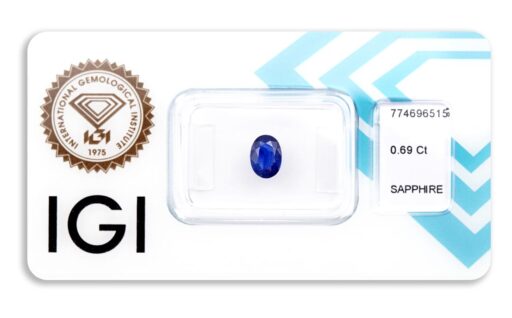 safír 0.69ct blue s IGI certifikátem