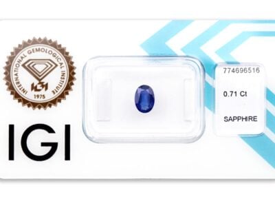 safír 0.71ct blue s IGI certifikátem