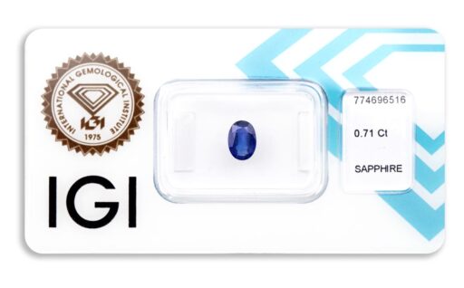 safír 0.71ct blue s IGI certifikátem
