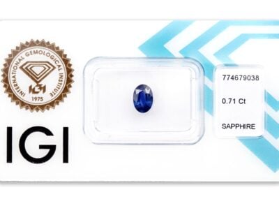 safír 0.71ct blue s IGI certifikátem