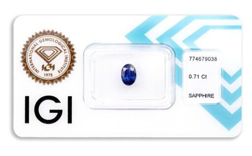 safír 0.71ct blue s IGI certifikátem