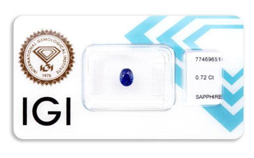 safír 0.72ct deep blue (tepelně neupraven) s IGI certifikátem