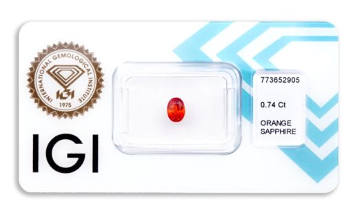 safír 0.74ct deep reddish orange (tepelně neupraven) s IGI certifikátem