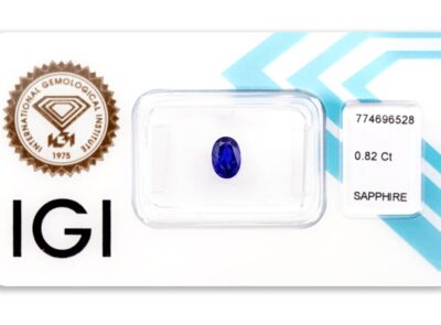 safír 0.82ct deep blue (tepelně neupraven) s IGI certifikátem