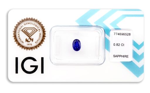 safír 0.82ct deep blue (tepelně neupraven) s IGI certifikátem