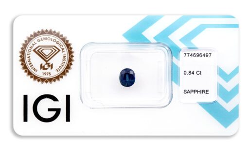 safír 0.84ct blue s IGI certifikátem