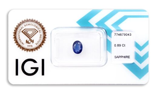 safír 0.89ct blue s IGI certifikátem