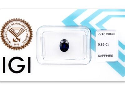 safír 0.89ct deep blue (tepelně neupraven) s IGI certifikátem
