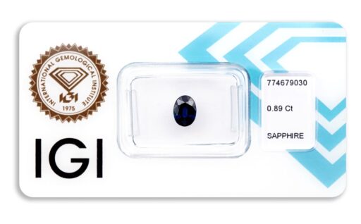 safír 0.89ct deep blue (tepelně neupraven) s IGI certifikátem