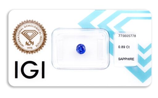 safír 0.89ct deep violetish blue (tepelně neupraven) s IGI certifikátem