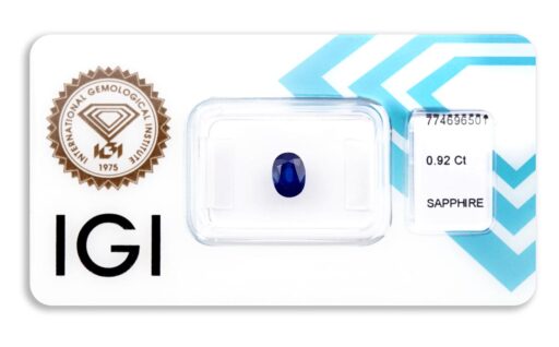 safír 0.92ct blue s IGI certifikátem