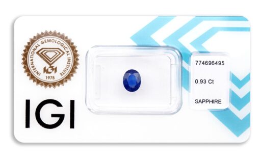 safír 0.93ct blue s IGI certifikátem