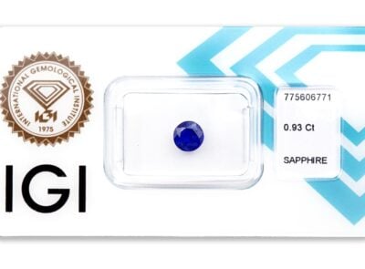 safír 0.93ct deep blue (tepelně neupraven) s IGI certifikátem