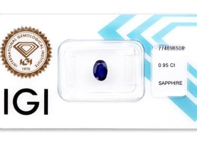safír 0.95ct blue (tepelně neupraven) s IGI certifikátem