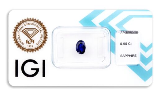 safír 0.95ct blue (tepelně neupraven) s IGI certifikátem