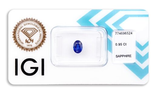 safír 0.95ct deep purplish blue s IGI certifikátem