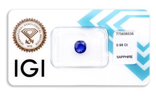 safír 0.98ct deep blue (tepelně neupraven) s IGI certifikátem