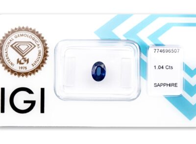 safír 1.04ct blue s IGI certifikátem