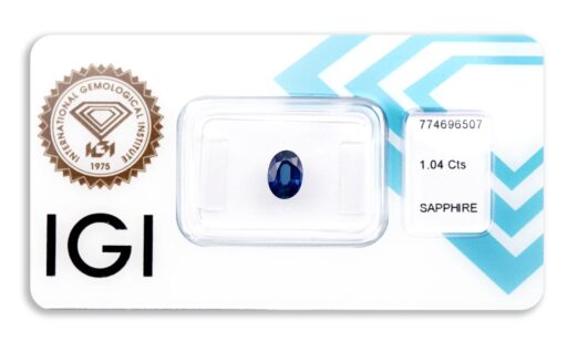 safír 1.04ct blue s IGI certifikátem