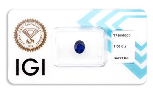 safír 1.06ct deep violetish blue s IGI certifikátem
