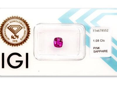 safír 1.08ct purple - pink s IGI certifikátem