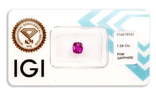 safír 1.08ct purple - pink s IGI certifikátem