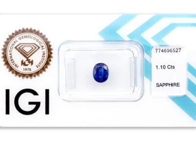 safír 1.10ct deep violetish blue s IGI certifikátem