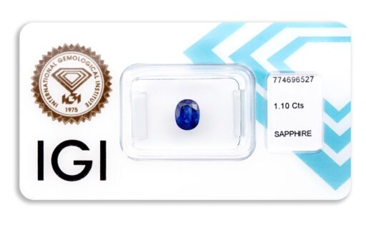 safír 1.10ct deep violetish blue s IGI certifikátem
