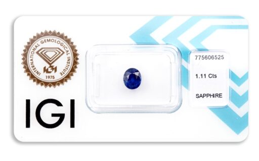 safír 1.11ct deep violetish blue s IGI certifikátem