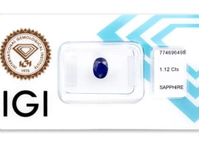 safír 1.12ct blue s IGI certifikátem