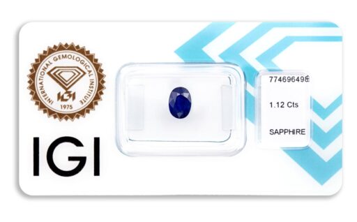 safír 1.12ct blue s IGI certifikátem